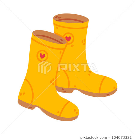 Yellow Rubber Boots as Warm Autumn Clothes Vector Illustration Yellow Rubber Boots as Warm Autumn Clothes Vector Illustration 104073321