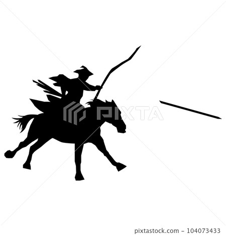 Illustration material warlord silhouette shadow armor bow horse vector 104073433