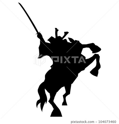 插圖素材戰國軍閥劍剪影陰影盔甲馬矢量 104073460