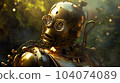 Shining steampunk robot portrait in cinematic style 104074089