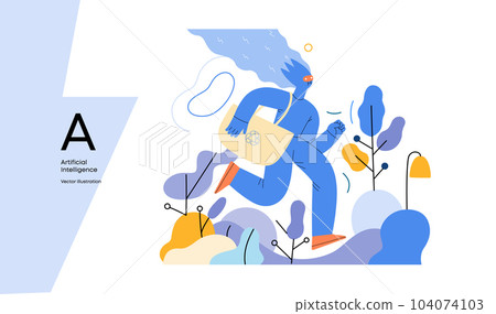 Artificial intelligence, Ecology -modern flat vector concept illustration of AI effectively managing responsible consumption and recycling. Metaphor of AI advantage, superiority and dominance concept Artificial intelligence, Ecology -modern flat vector concept illustration of AI effectively managing responsible consumption and recycling. Metaphor of AI advantage, superiority and dominance concept 104074103