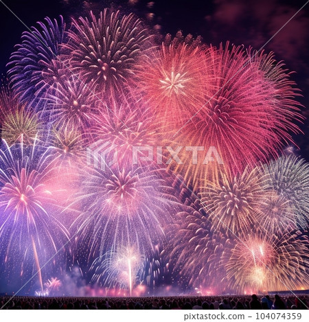 A momentary flower blooming in the summer night sky AI image 104074359