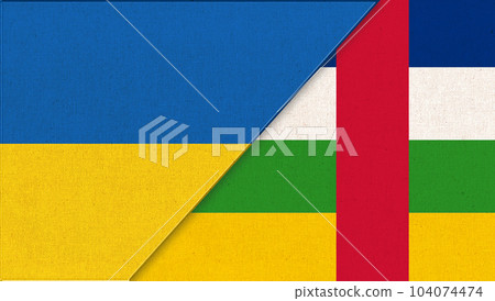 Flag of Ukraine and Central African Republic- 3D illustration. National Symbols Flag of Ukraine and Central African Republic- 3D illustration. National Symbols 104074474