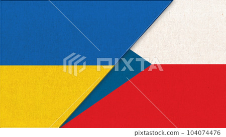Flags of Ukraine and Czech Republic. diplomatic relations between two countries Flags of Ukraine and Czech Republic. diplomatic relations between two countries 104074476