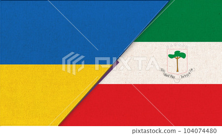 Flags of Ukraine and Equatorial Guinea. diplomatic relations between countries 104074480