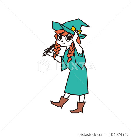 Witch illustration green Witch illustration green 104074542