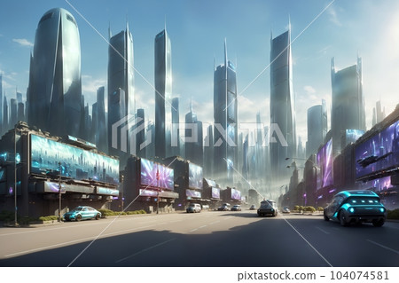 With realistic billboards, the sci-fi metropolis of the future showcases a modern and futuristic setting in the metaverse. With realistic billboards, the sci-fi metropolis of the future showcases a modern and futuristic setting in the metaverse. 104074581