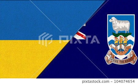 Flags of Ukraine and Falkland islands. diplomatic relations between countries Flags of Ukraine and Falkland islands. diplomatic relations between countries 104074654