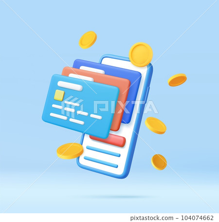 3D mobile phone with credit card 104074662
