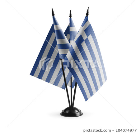 Small national flags of the Greece on a white background 104074977