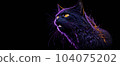 A colorful abstract portrait cat on black background. Generative AI. 104075202