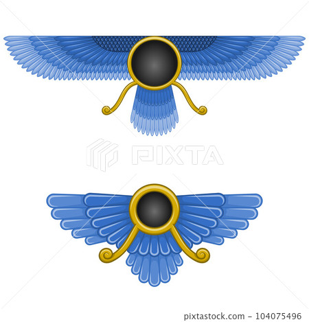 Zoroastrian winged disc vector design 104075496