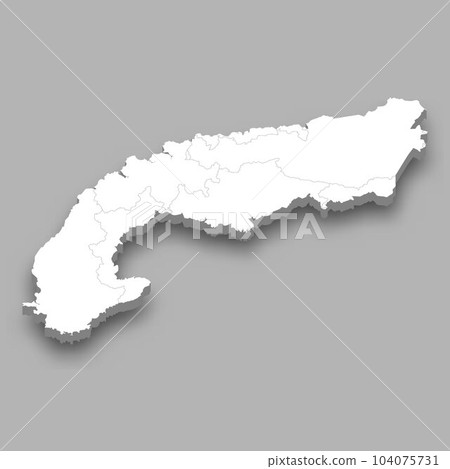 3d isometric map of Alps region, isolated with shadow 104075731