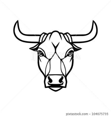 Bull head black and white vector icon. 104075735