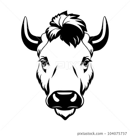 Bull head black and white vector icon. Bull head black and white vector icon. 104075737
