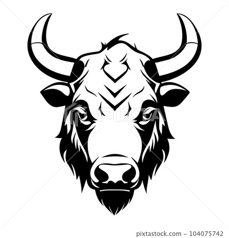 Bull head black and white vector icon. Bull head black and white vector icon. 104075742
