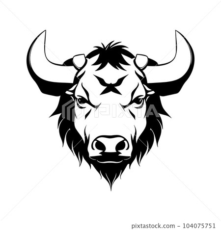 Bull head black and white vector icon. Bull head black and white vector icon. 104075751