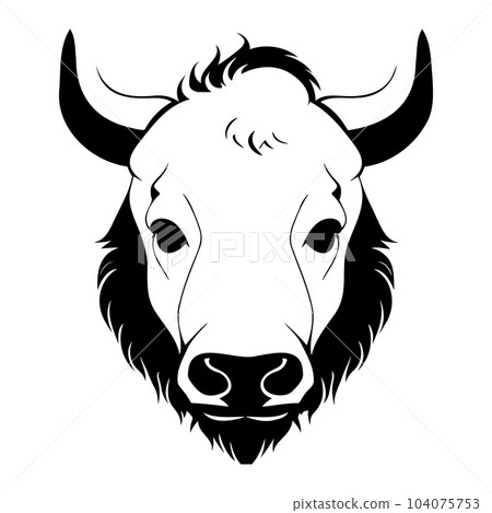Bull head black and white vector icon. 104075753
