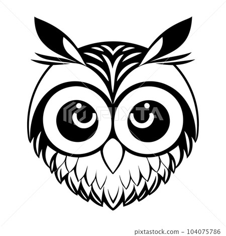 Owl head black and white vector icon. 104075786