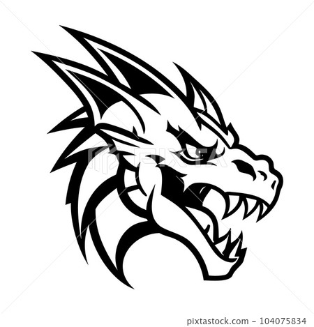 Dragon head black and white vector icon 104075834