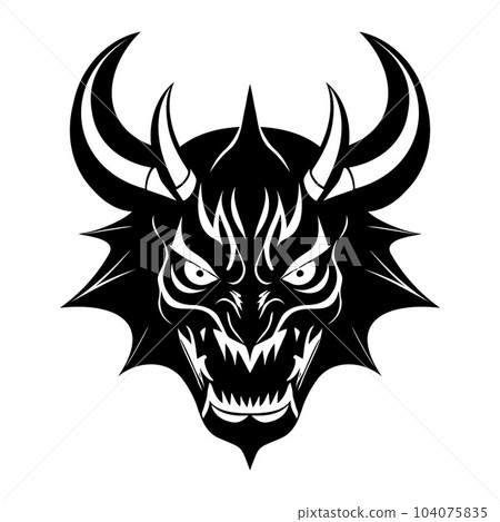 Devil head black and white vector icon 104075835