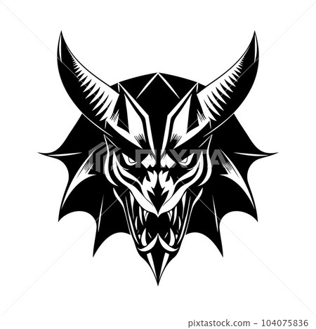 Devil head black and white vector icon 104075836