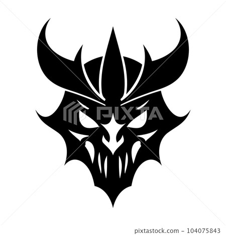 Devil head black and white vector icon Devil head black and white vector icon 104075843