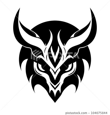 Devil head black and white vector icon Devil head black and white vector icon 104075844