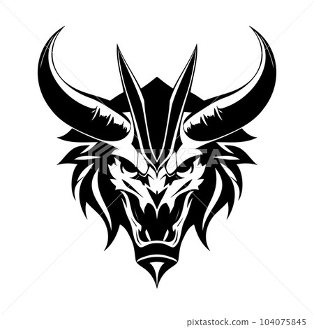 Devil head black and white vector icon Devil head black and white vector icon 104075845