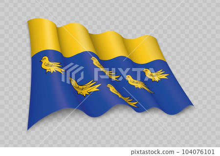 3D Realistic waving Flag of West Sussex is a county of England 104076101