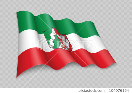 3D Realistic waving Flag of North Rhine-Westphalia is a state of Germany 104076194