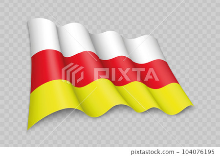 3D Realistic waving Flag of North Ossetia-Alania is a region of Russia 104076195