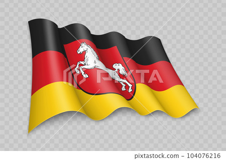 3D Realistic waving Flag of Lower Saxony is a state of Germany 3D Realistic waving Flag of Lower Saxony is a state of Germany 104076216