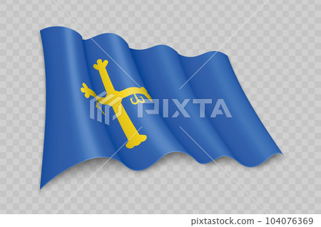 3D Realistic waving Flag of Asturias is a region of Spain 104076369