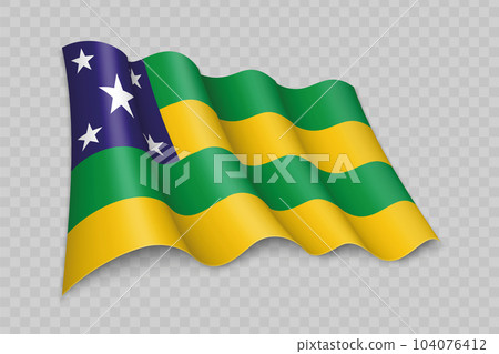 3D Realistic waving Flag of Sergipe is a state of Brazil 3D Realistic waving Flag of Sergipe is a state of Brazil 104076412