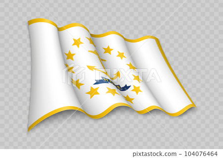 3D Realistic waving Flag of Rhode Island is a state of United States 3D Realistic waving Flag of Rhode Island is a state of United States 104076464