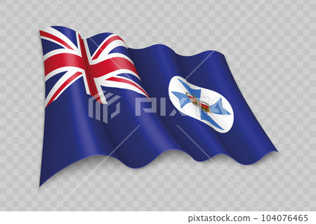 3D Realistic waving Flag of Queensland is a state of Australia 104076465