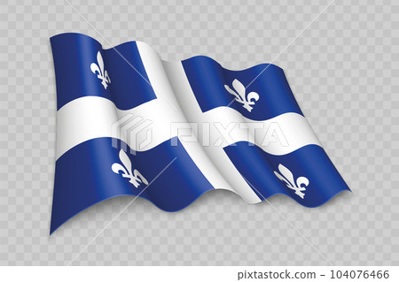 3D Realistic waving Flag of Quebec is a state of Canada 104076466