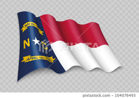 3D Realistic waving Flag of North Carolina is a state of United States 104076493