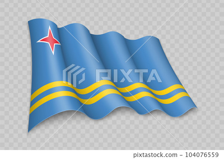 3D Realistic waving Flag of Aruba 104076559