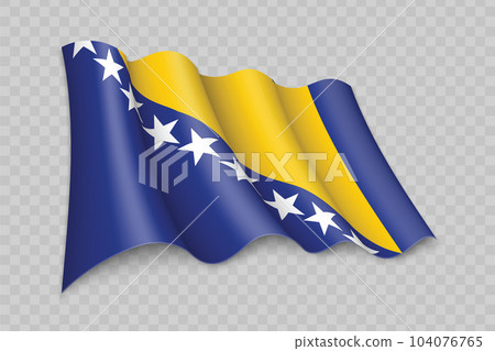 3D Realistic waving Flag of Bosnia 104076765