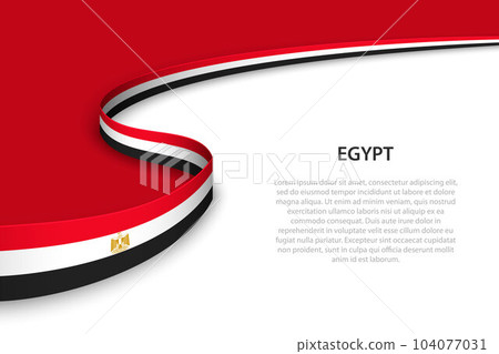 Wave flag of Egypt with copyspace background. Wave flag of Egypt with copyspace background. 104077031