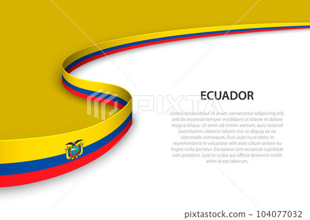 Wave flag of Ecuador with copyspace background. Wave flag of Ecuador with copyspace background. 104077032