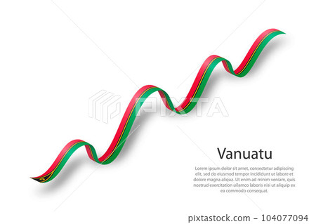 Waving ribbon or banner with flag of Vanuatu 104077094