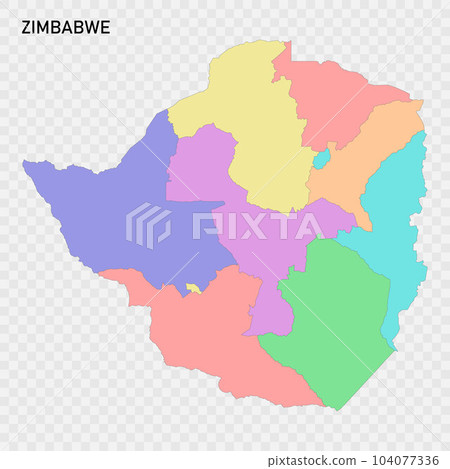 Isolated colored map of Zimbabwe 104077336