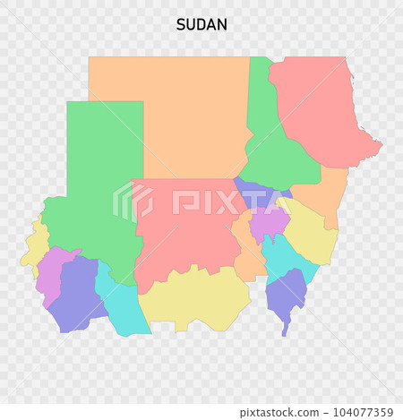 Isolated colored map of Sudan Isolated colored map of Sudan 104077359