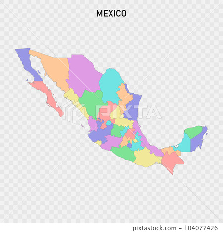 Isolated colored map of Mexico with borders 104077426