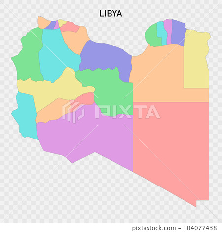 Isolated colored map of Libya 104077438