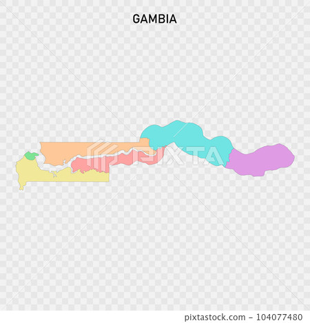 Isolated colored map of Gambia 104077480