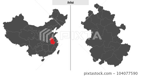 Anhui map province of China Anhui map province of China 104077590